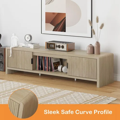 Miniatura 8 de FATORRI Soporte de TV para televisores de hasta 75/65/55 pulgadas, centro de entretenimiento de madera con almacenamiento, consola multimedia