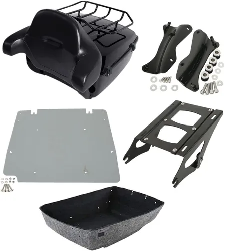 Miniatura 40 de TCMT King - Caja para maletero de motocicleta, almohadilla para respaldo, portaequipajes, altavoces, luces laterales, luz trasera para Harley