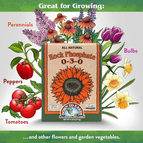 Miniatura 3 de Down To Earth All Natural Fertilizers Fosfato de Roca Orgánico - Alimento Vegetal de Fosfato de Calcio para Macizos de Flores y Huertos de Vegetales