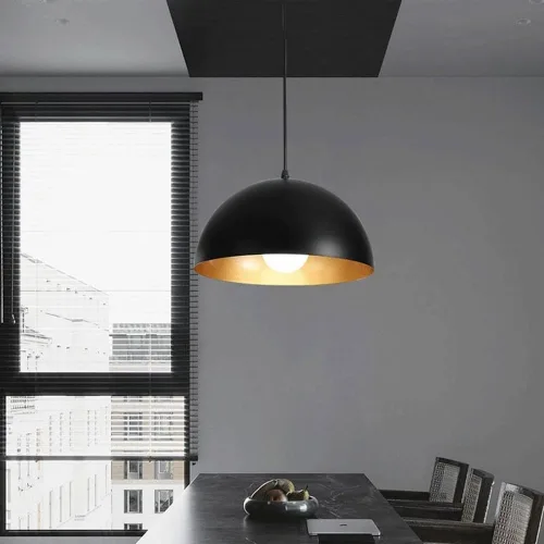 Miniatura 2 de Paquete de 2 luces colgantes de granja, moderna iluminación industrial para colgar en el techo, color negro y dorado, estilo americano, lámpara
