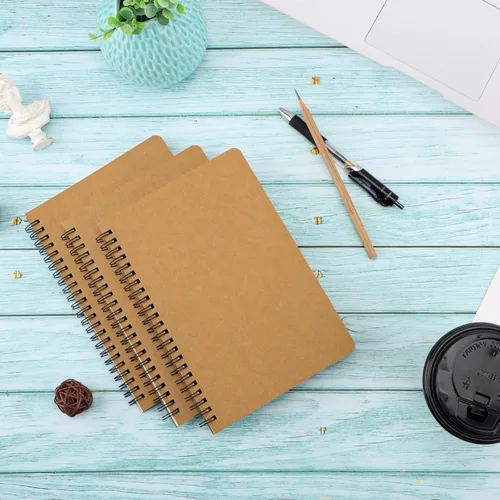 Miniatura 6 de EUSOAR Cuaderno de espiral de tapa dura, tamaño A5, paquete de 3 unidades de 5.5 x 8.3 pulgadas, 120 páginas, cuaderno de espiral con gráficos