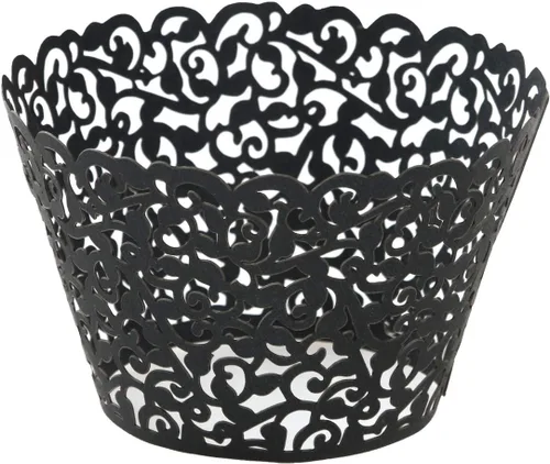Miniatura 4 de KPOSIYA Paquete de 120 envoltorios artísticos para magdalenas, tazas de papel para hornear pasteles, diseño de vid cortadas con láser, bandejas