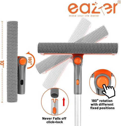 Miniatura 2 de Eazer Herramienta profesional de limpieza de ventanas de 46 pulgadas, escobilla giratoria 2 en 1 para kit de limpieza de ventanas, kit