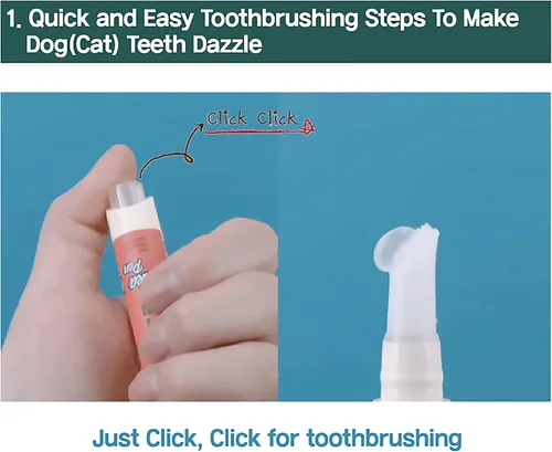 Miniatura 2 de Kit de cepillo de dientes y pasta de dientes para gatos, gel dental sin sabor para gatos, cepillo de dedos y mango para el cuidado bucal diario