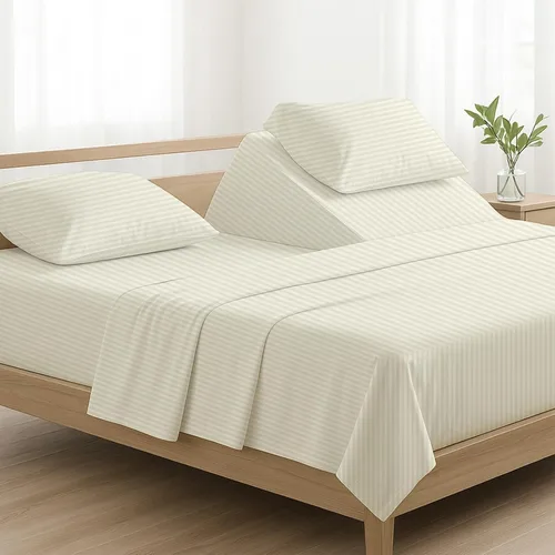 Miniatura 14 de NON Sticky cotton Juego de sábanas de 4 piezas para cama ajustable con números de sueño, 100% algodón egipcio, cabezal flexible de 34 pulgadas, se