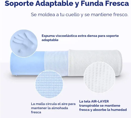Miniatura 4 de C CUSHION LAB Almohada Cilíndrica para Alivio del Cuello - Espuma Viscoelástica Extra Densa Cilindro Redondo Refuerzo para Soporte Cervical