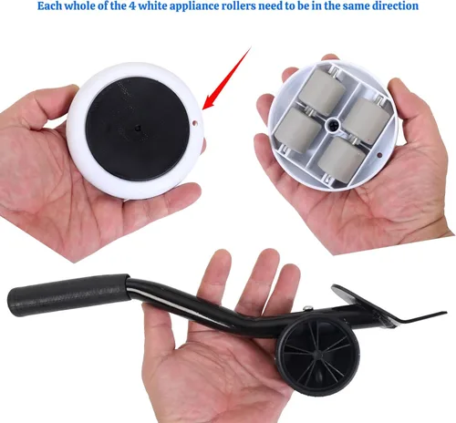 Miniatura 2 de Elevador de muebles de alta resistencia, 4 rodillos para electrodomésticos, ruedas de capacidad de carga de 163 libras + palanca de herramienta