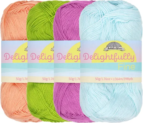 Miniatura 13 de JubileeYarn - Hilo deliciosamente fino, 1.76 oz/madeja de rayón de bambú y encaje, tonos de azul, 4 madejas