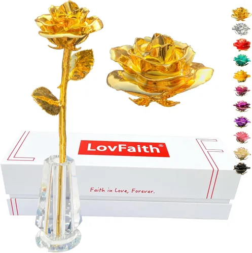 Miniatura 14 de Día de San Valentín, rosa real sumergida en oro de 24 quilates con soporte de cristal, el mejor regalo original de rosa para su esposa, aniversario