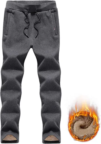 Miniatura 5 de Gihuo Pantalones de forro polar cálidos de invierno para hombre