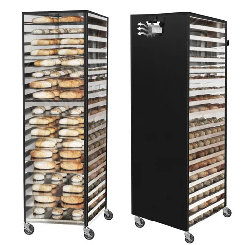 Cubierta comercial para estante de pan con cremallera, cubierta de estante de sartén de 20 niveles con rejillas de ventilación, 23 x 28 x 64