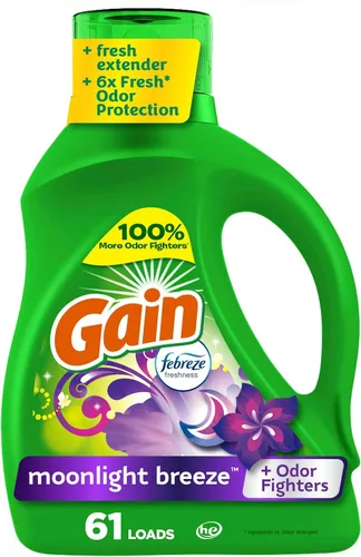 Miniatura 16 de Gain Detergente líquido para ropa con defensa del olor, aroma Moonlight Breeze, jabón de lavandería para lavadoras HE, 60 onzas líquidas, 45 cargas