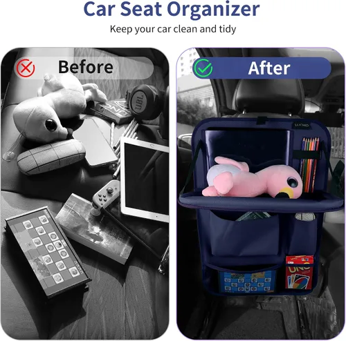 Miniatura 2 de LUCMO Organizador de asiento trasero de coche con soporte para tableta - 2 piezas, organizador de almacenamiento de coche con 6 bolsillos