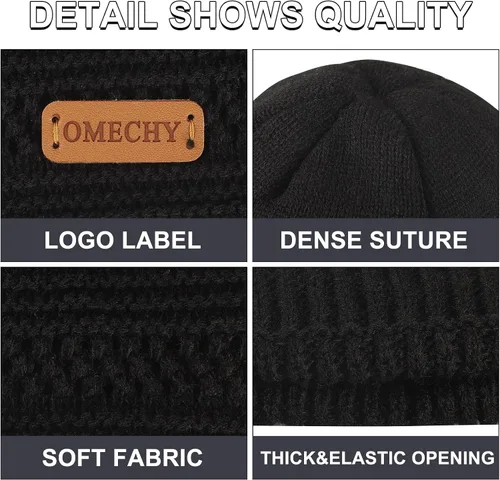 Miniatura 3 de Omechy. - Gorro de punto para hombre de invierno, gorro cálido.