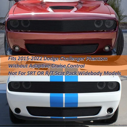 Miniatura 2 de Rejilla delantera compatible con DODGE Challenger PHANTOM 2015 16 17 18 19, para parachoques superior e inferior, inserto de rejilla de aluminio