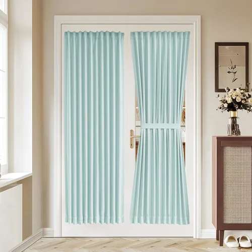 Miniatura 120 de Vatge - Cortinas autoadhesivas para puerta francesa, tratamiento de ventana con filtro de luz sin varillas ni perforaciones para puertas de cristal