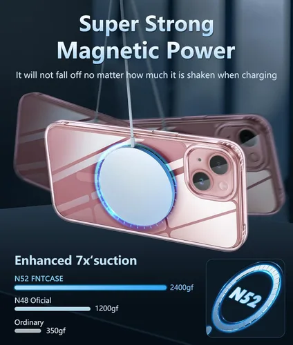 Miniatura 1542 de FNTCASE Funda para iPhone 13 Pro-Max: Fundas magnéticas transparentes compatibles con Magsafe Slim anti amarillamiento protección contra caídas