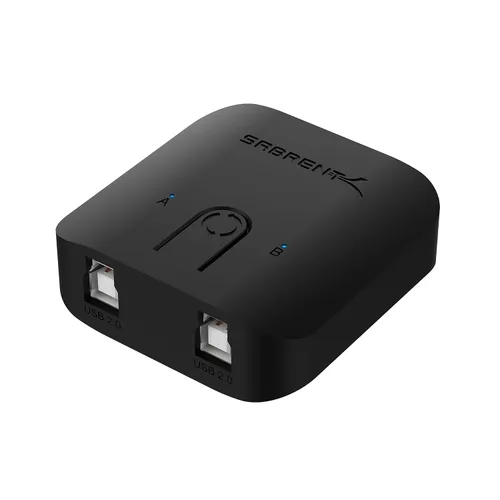 Miniatura 2 de SABRENT Interruptor de uso compartido USB 2.0 para múltiples computadoras y periféricos Indicadores de dispositivo LED (USB-SW20) Negro