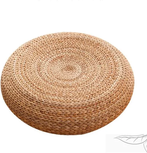 Etlegor Pufs y reposapiés, Futón Puf Futón Cojín Taburete Estilo Japonés Tatami Mat Gattail, Hoja de plátano tejida a mano natural y respetuoso con