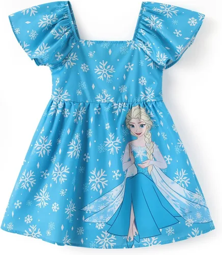 Miniatura 7 de Disney Stitch Minnie Frozen Elsa - Vestido de princesa sin espalda para niñas, hombros descubiertos, manga corta, cintura ceñida, ropa para niños