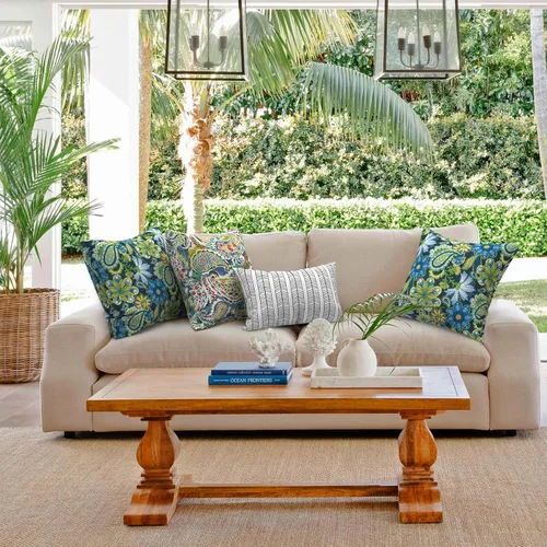 Miniatura 835 de Juego de 2 almohadas para exteriores de 16 x 16 pulgadas, repelentes al agua con interiores, para muebles de patio, hogar, jardín, geometría bohemia