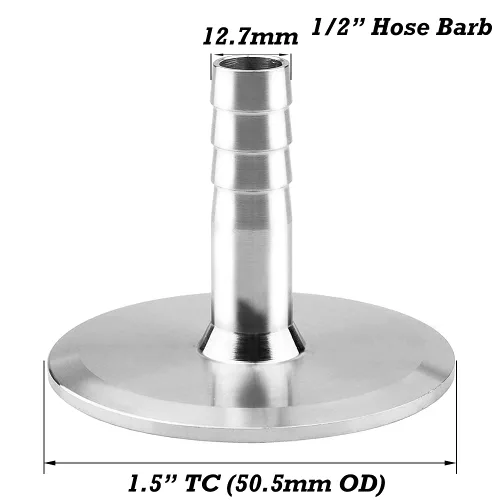 Miniatura 2 de Beduan Adaptador de acero inoxidable para preparación casera de 1.5 pulgadas con abrazadera triple a púas de 1/2 pulgada