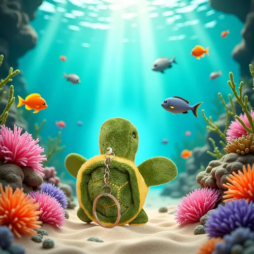 Miniatura 5 de BWESOO Mini tortuga verde de peluche de animal de peluche lindo tortuga marina llavero colgante de dibujos animados muñeca de peluche para regalo