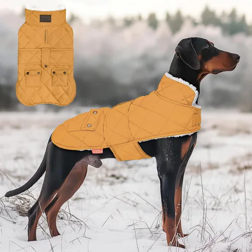 Miniatura 28 de KYEESE Abrigo para Perros Cálido Abrigo de Invierno Acolchado para Mascotas con Agujero para la Correa Chaqueta Suave para Perros con Bolsillo