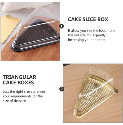 Miniatura 8 de SOLUSTRE 40 recipientes de plástico transparente para tartas, tiramisú, mousse, postre, triángulo, 40