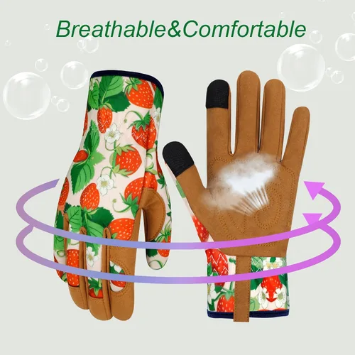 Miniatura 4 de Guantes de Jardinería de Cuero MERTURN para Mujeres, Guantes de Jardín a Prueba de Espinas, Guantes de Trabajo Compatibles con Pantalla Táctil