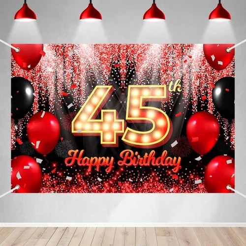 Miniatura 9 de Telón de Fondo Banner de Feliz 10º Cumpleaños Tema Negro y Rojo con Fondo de Neón Brillante y Moda para Fiesta de Cumpleaños Fotografía Accesorio
