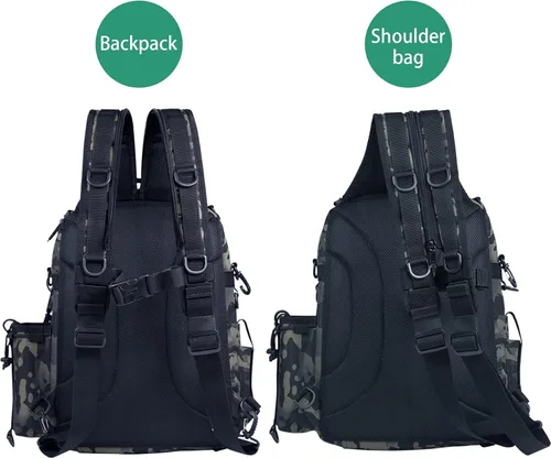 Miniatura 4 de Blisswill - Bolsa de almacenamiento para equipo de pesca al aire libre - Mochila de pesca grande resistente al agua I: camuflaje bosque