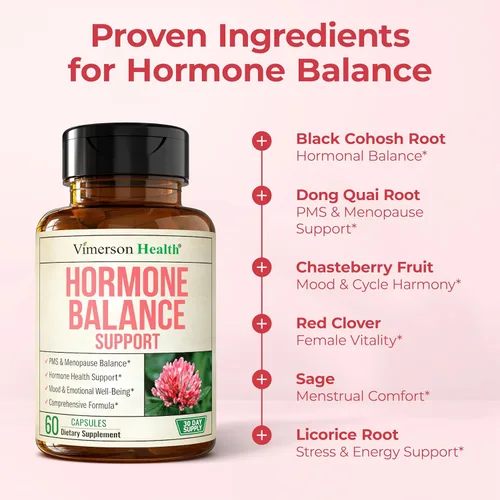 Miniatura 5 de Harmonía hormonal para mujeres con cohosh negro, Dong Quai y trébol rojo - Equilibrio hormonal natural para mujeres de todas las edades - Apoya