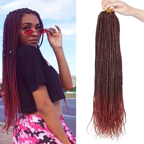 Miniatura 13 de 6 paquetes de trenzas de ganchillo de caja, cabello sintético pre-anillado, trenzas de ganchillo de caja, trenzas de ganchillo de 22 pulgadas
