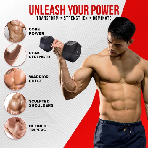 Miniatura 3 de Mancuerna prisma para entrenamiento de fuerza, 5 a 70 libras de hierro fundido recubierto de goma, para gimnasio y entrenamiento en casa Nordic