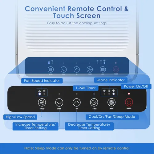 Miniatura 4 de COSTWAY Aire acondicionado portátil, enfriador de aire de 8000 BTU con modo ventilador y deshumidificador para habitaciones de hasta 230 pies