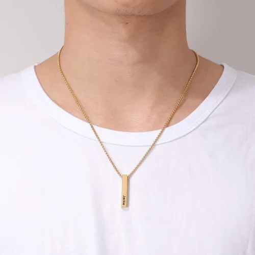 Miniatura 7 de Lam Hub Fong Collar de barra con nombre personalizado para hombre, collar de cruz personalizado con inicial para padre, hermano, regalos del día