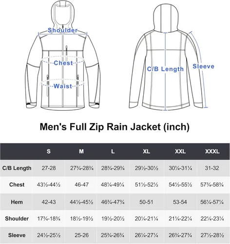 Miniatura 7 de Little Donkey Andy Chaqueta impermeable para hombre, ligera, cortavientos con capucha para golf, senderismo, UPF 30