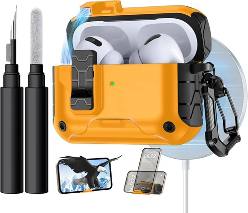 Miniatura 10 de Lerobo Funda para AirPods Pro 2 con Kit de Limpieza, Funda Protectora Rígida Compatible con Apple AirPods Pro de 2ª/1ª Generación con Llavero, Verde