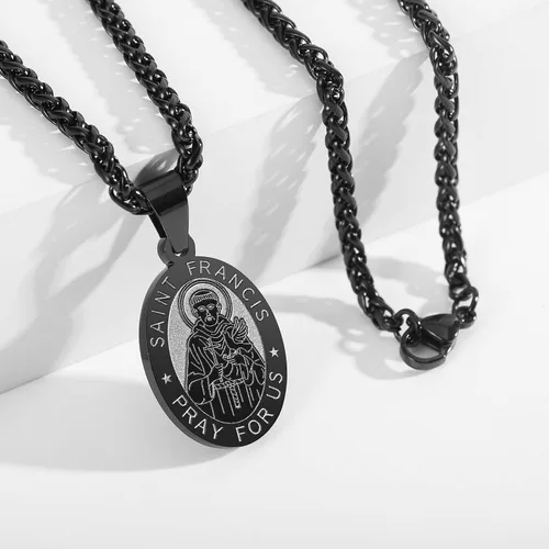 Miniatura 117 de P. BLAKE Collar ovalado de San Cristóbal, Miguel, José, Jude/Virgen María/José/Francisco/Patrick/Anthony/Benedict/Thomas para hombres y mujeres