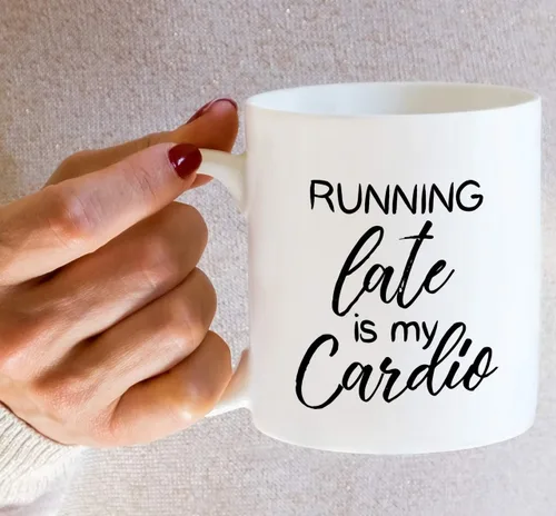 Miniatura 5 de Retreez Taza divertida – Running Late is My Cardio - Tazas de café de cerámica de 11 onzas – Divertido, sarcasmo, sarcástico, motivacional, regalos