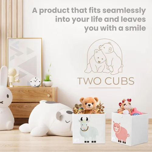 Miniatura 7 de Two Cubs Caja plegable de almacenamiento de juguetes para niños, cubo organizador de cubo de 13 x 13 pulgadas con tableros de plástico duraderos