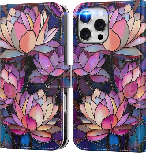 Miniatura 96 de DEENAKIN Funda tipo cartera para iPhone 15 con tarjetero + clip para efectivo, bloqueo RFID, protección contra caídas de grado militar y obras