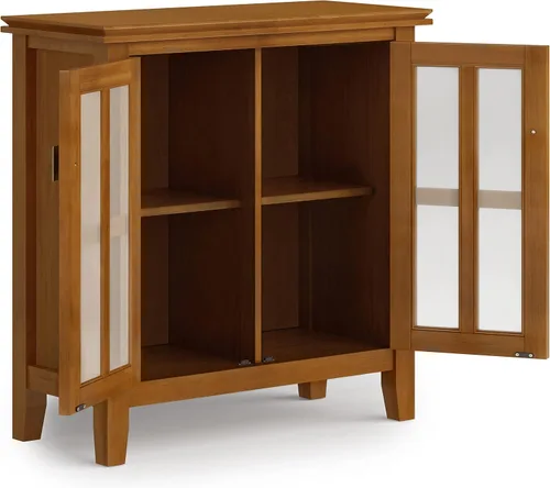 Miniatura 4 de SIMPLIHOME Armario de almacenamiento artesanal, gabinete de almacenamiento bajo de madera maciza de 30 pulgadas de ancho en marrón miel, gabinete