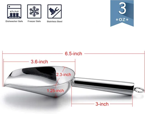 Miniatura 2 de E-far Mini cuchara, 3 onzas de acero inoxidable para cocina, ideal para caramelos, cubitos de hielo, harina, azúcar, grano de café, proteína