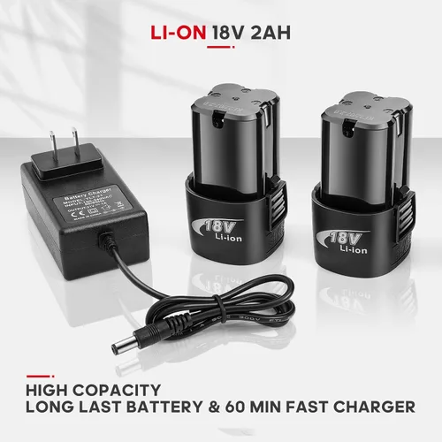 Miniatura 9 de FAHKNS Llave de trinquete inalámbrica extendida de 18 V, juego de llaves eléctricas 3/8 de 45 ft-lbs (60 N.m) 400 RPM de potencia, 2