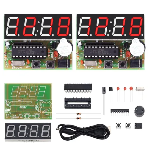 Miniatura 11 de MiOYOOW Kits de reloj digital de 4 dígitos con PCB, kit de proyecto de soldadura de reloj de alarma DIY para aprender soldadura electrónica