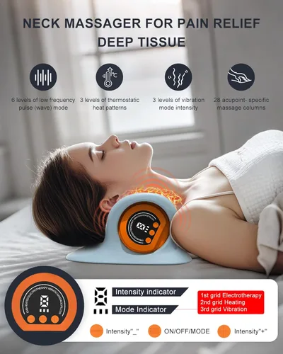 Miniatura 4 de Masajeador de cuello 2026 - Masajeador portátil 3 en 1 con calor, pulso y vibración, diseño ergonómico, masajeador eléctrico de cuello y hombros