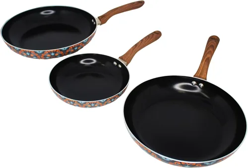 Miniatura 12 de IMUSA Juego de utensilios de cocina de cerámica antiadherente de 4 piezas de 8 pulgadas/10 pulgadas con asas suaves al tacto, aluminio, negro