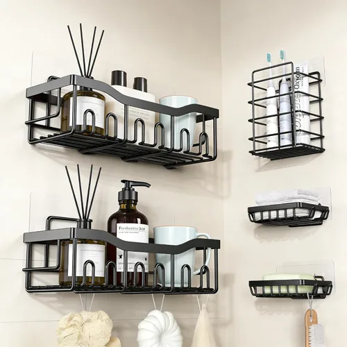 Miniatura 10 de Organizador de ducha esquinero a prueba de óxido, 3 unidades, accesorios de almacenamiento de baño de acero inoxidable, organizador de ducha